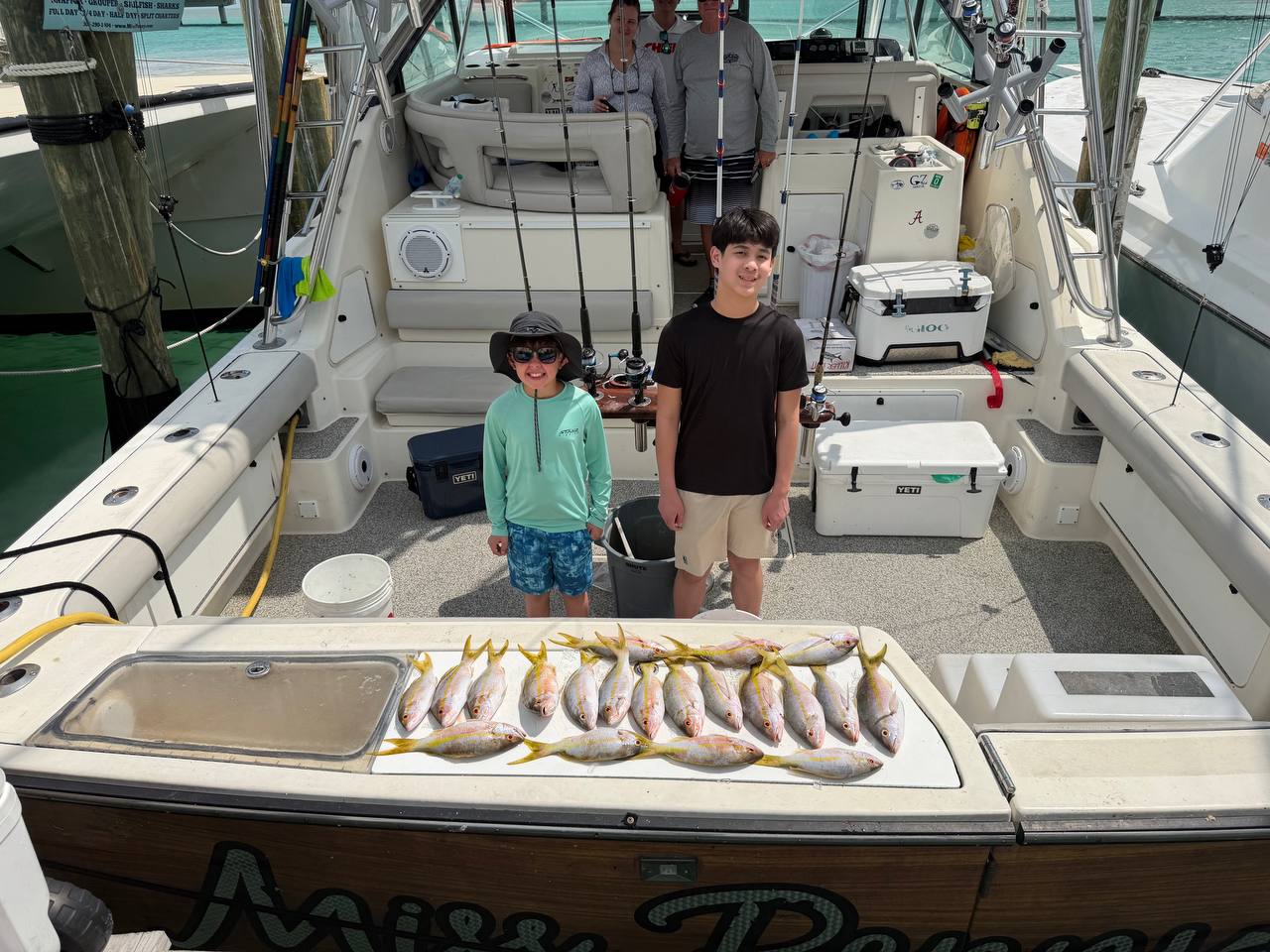 Miss Penny anglers at the dock after a productive reef trip in Islamorada